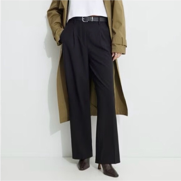 Dynamite Sofia Pleated Black Wide-Leg Trousers - Picture 1 of 8